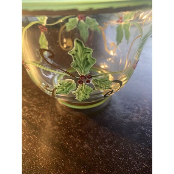 Lenox Holiday Glass Votive Holder Holly & Berry - Picture 4 of 4